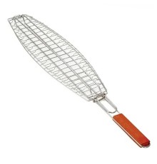 Решётка для рыбы BBQ 66 см x 15 см, с деревянной ручкой 66 см x 15 см