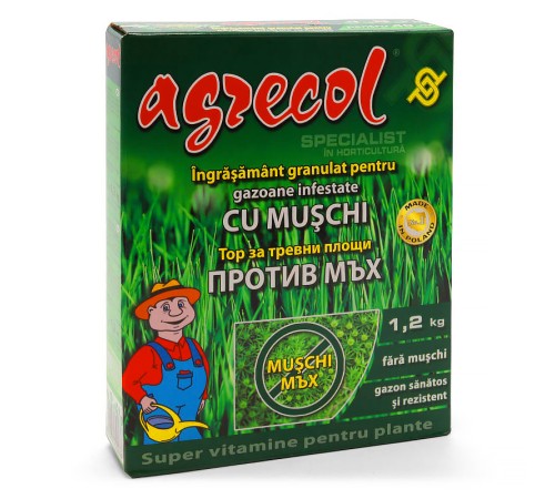 Удобрение Agrecol для газона, зараженное мхом 1.2 кг